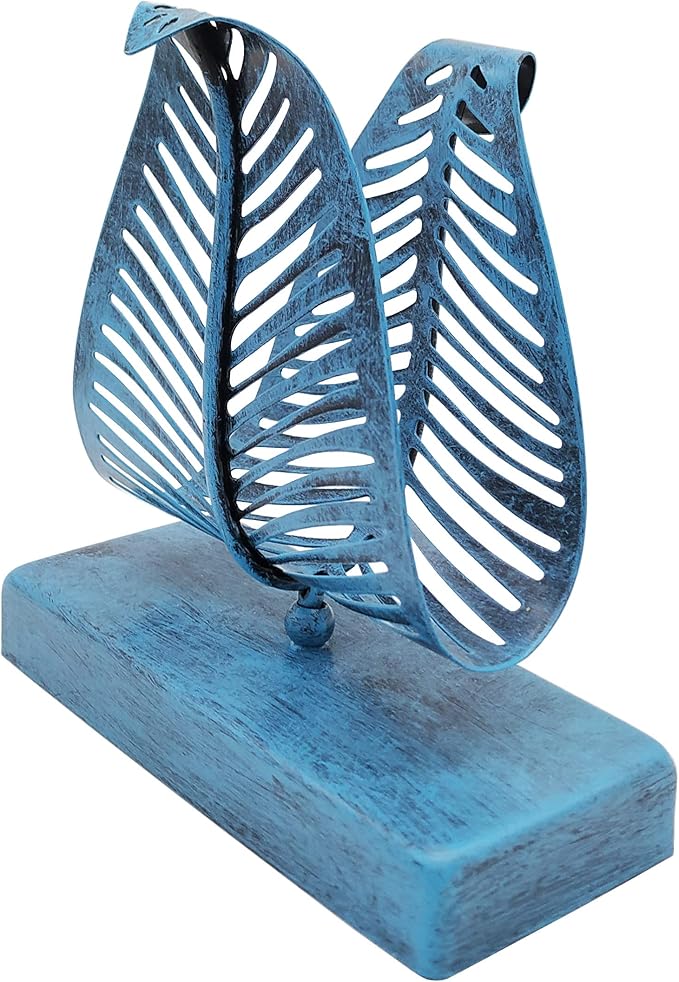 OwlGift Freestanding Modern Napkin Holder with Leaf Design, Tabletop Tissue Dispenser, Napkin Storage Organizer – Turquoise