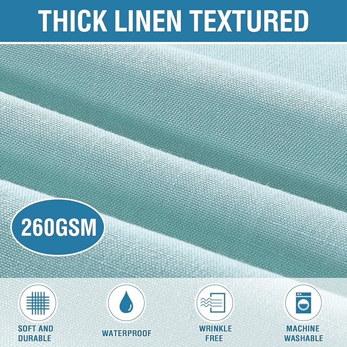 H.VERSAILTEX Linen Textured Table Cloths 60 x 104 Inch Premium Solid Tablecloth Spill-Proof Waterproof Table Cover for Dining Buffet Feature Extra Soft and Thick Fabric Wrinkle Free, Aqua
