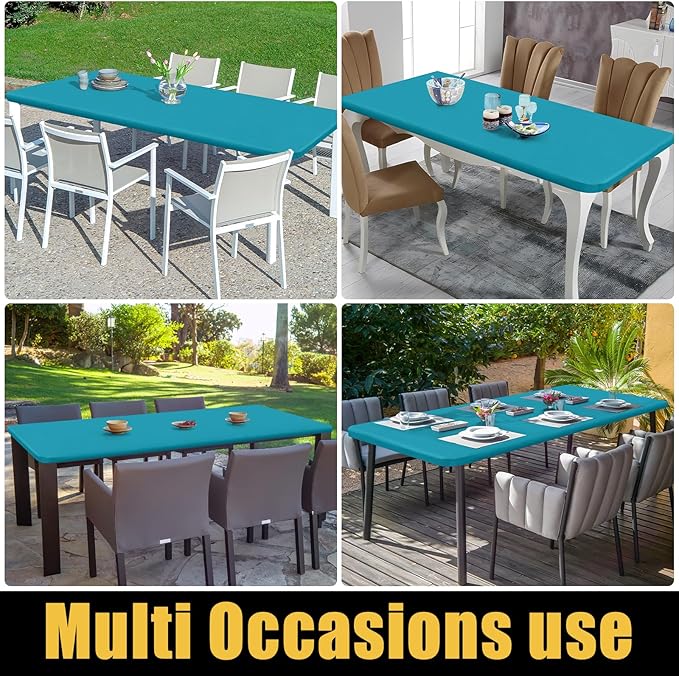 Smiry Rectangle Picnic Table Cloth, Waterproof Elastic Fitted Tablecloths for 4 Foot Tables, Washable Polyester Table Cover for Camping, Indoor and Outdoor (Teal, 30"x48")