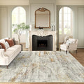 9x12 Area Rugs for Living Room, Non Slip Machine Washable Vintage Rugs, Low Pile Lightweight Large Rug for Bedroom, Dining Room, Home Office Gray Rust