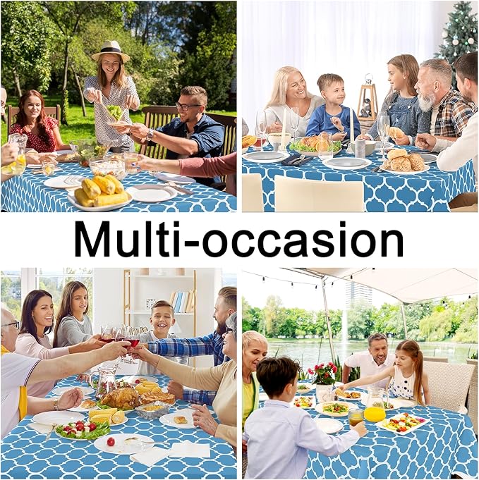 Smiry Rectangle Table Cloth, Waterproof Vinyl Tablecloth with Flannel Backing for Rectangle Tables, Wipeable Spillproof Plastic Tablecloths for Dining, Camping and Indoor (54"x120", Light Blue)