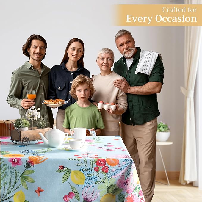 Maison d' Hermine Table Cloth Square Table 100% Cotton 60 x 60 Inches Tablecloth Reusable Decorative for Dining Room Farmhouse Home Valentines Day Decorations Spring Summer - Jardin D'Ete - Mint
