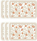 ISAENNE French Vintage PVC Placemats Set of 6,Red Floral PVC Placemat, Waterproof and Heat-Resistant, Decoration for Kitchen, Party,Dinning,New Year,12"*17"