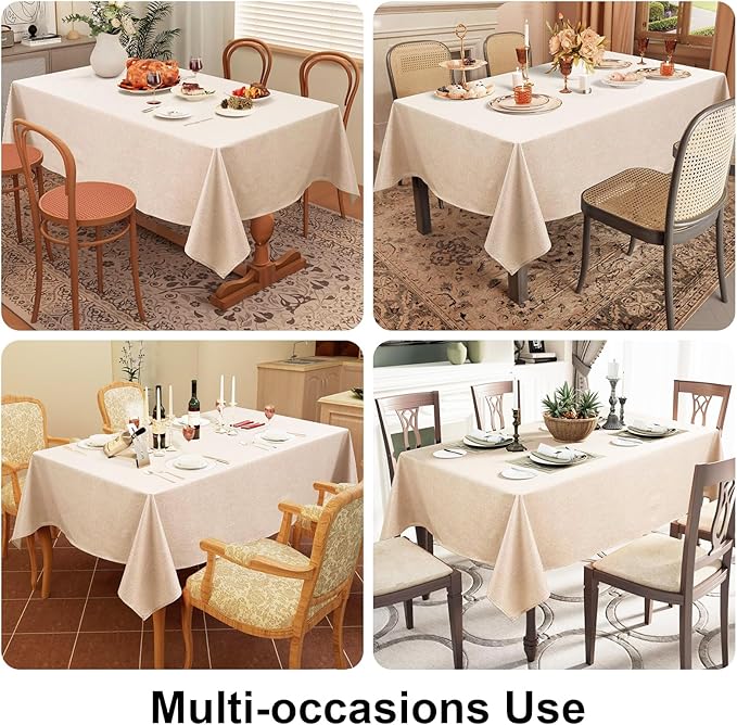 Smiry Rectangle Faux Champagne Table Cloth, Waterproof Burlap Fabric Tablecloth, Washable Decorative Farmhouse Table Covers for Kitchen, Dining, Parties, 60x120, Champagne