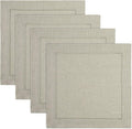 Solino Home Linen Square Placemats Set of 4-100% Pure Linen Natural Cloth Placemats 14 x 14 Inch - Classic Hemstitch, Machine Washable Place Mats for Spring, Easter
