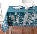 Maison d' Hermine Premium Table Cloth Rectangle Table 100% Combed Cotton 90 x 70 Inches Tablecloth Reusable Decorative for Dining Room, Farmhouse, Party, Festive & Wedding - Peacock Utopia - Deep Sea