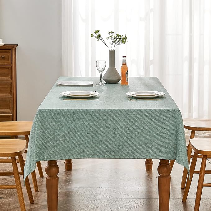 BALCONY & FALCON Rectangle Tablecloth Jacquard Style Water Resistant Table Cover for Dining Kitchen Cafe Parties Easter Spring Summer and Outdoor Use (Sage Green, 57 x 118 inch)