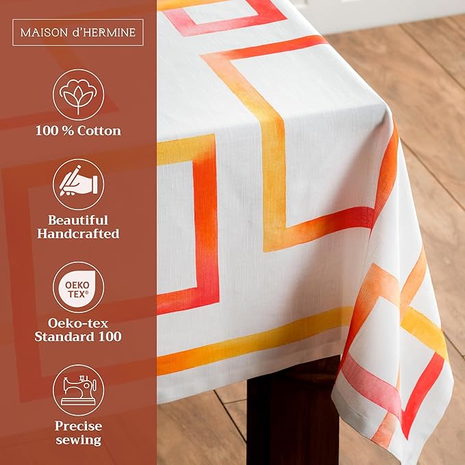 Maison d' Hermine Table Cloth Rectangle Table 100% Cotton 60 x 108 Inches Tablecloth Reusable Decorative for Dining Room Farmhouse Home Valentines Day Decorations Spring Summer - Summer Maze