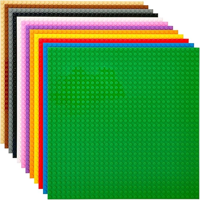 Strictly Briks Stackable Baseplates - 12 Pack 10"x10", 32x32 Studs, Compatible with Lego for Building City Scenes, Foundation, Displays Bricks on Play Table, Kids Easter Gift, Classic