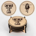 LazerEdge Texas Tech Red Raiders Wooden Coaster Set - Maple Wood - Officially Licensed Product - 4-Pack