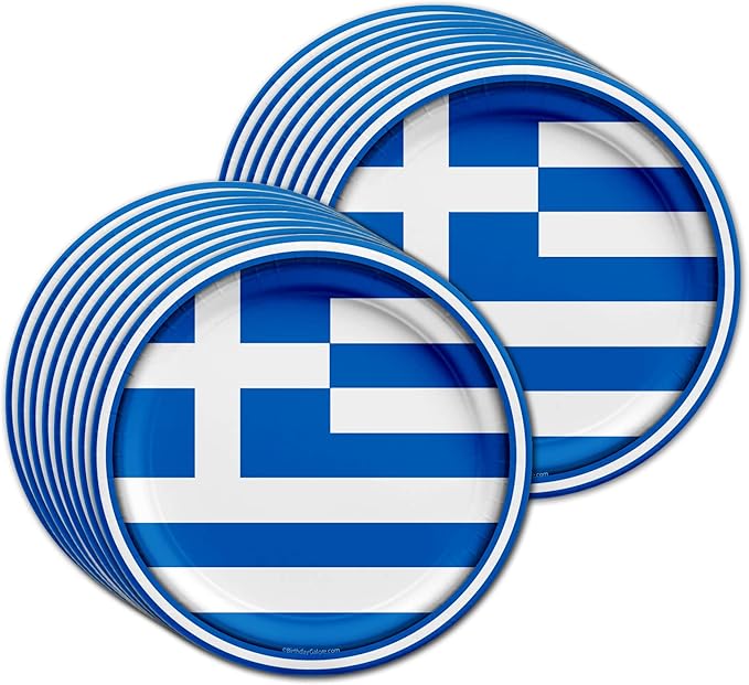 Greek Flag Greece Birthday Party Supplies Set Plates Napkins Cups Tableware Kit for 16