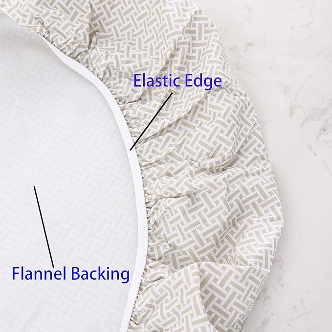 Walrus Round Vinyl Fitted Tablecloth with Flannel Backing Elastic Edge Design Table Cover Waterproof Oil-Proof PVC Table Cloth Stain-Resistant Best for 45"-56" Round