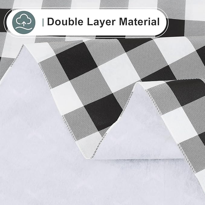 misaya 2 Pack Waterproof Vinyl Table Cloth, Buffalo Flannel Backed Tablecloth, Wipeable Plastic Table Cover for Dinner, Kitchen, Outdoor (52" x 70", Black and White)
