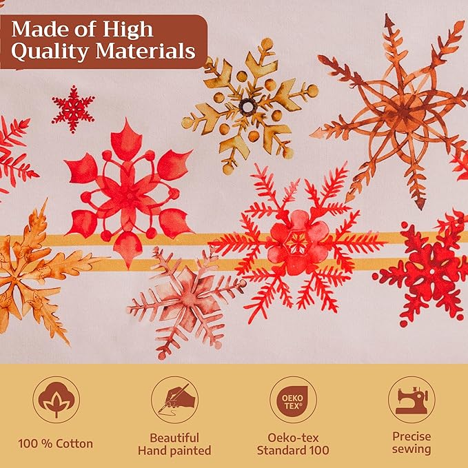 Maison d' Hermine Table Cloth Rectangle Table 100% Cotton 60 x 120 Inches Fall Tablecloth Reusable Everyday Use for Thanksgiving Christmas Decorations Dining Farmhouse Party (Crystal Star)