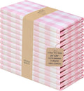Urban Villa Cloth Napkins 100% Cotton Dinner Napkins Highly Absorbent 20x20 Inches (Set of 12) Pink White Buffalo Checks Reusable Washable Soft Durable Premium Napkins Ideal for Home Wedding Parties