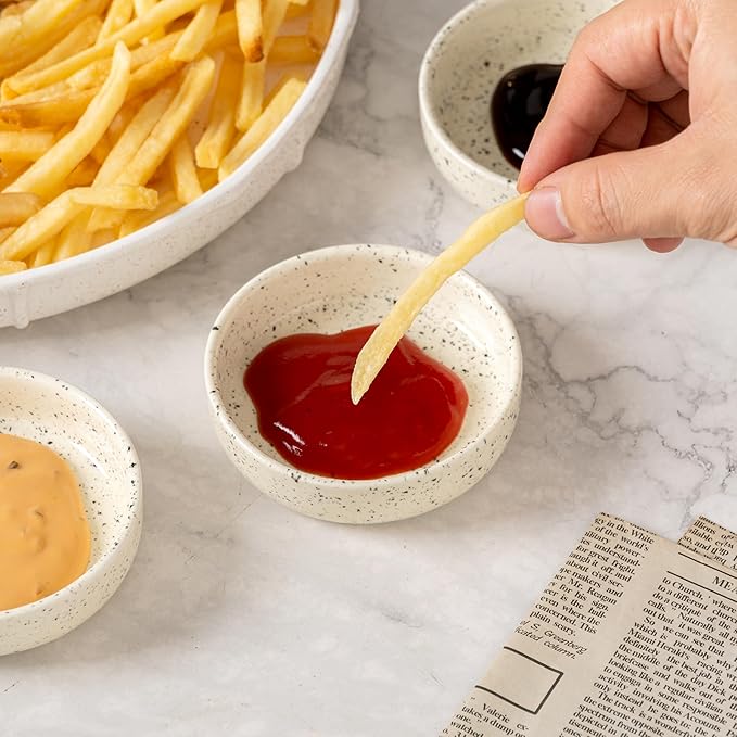 Dipping Bowls Set of 4, 2462°F High-Fired Ceramic Small Bowls for Dips, Olive Oil & Sauce, Elevates Table Setting, Idea for BBQ, Afternoon Tea, Entertaining, Housewarming & Holiday Gifts