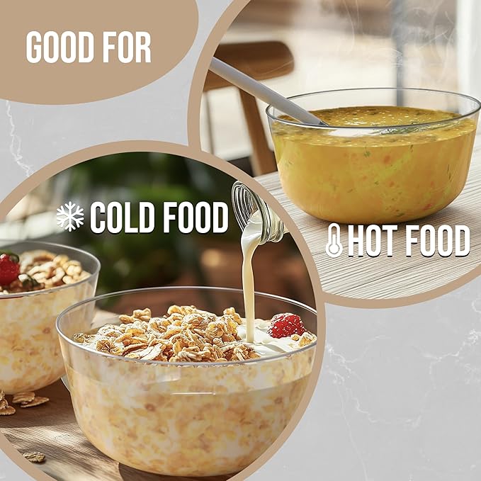 Trendables Plastic Bowls Disposable Bowls 24 Oz Set Of 50 Clear Modern Plastic Serving Bowls Perfect For Parties And Events