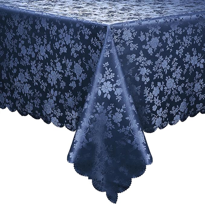 Smiry Rectangle Table Cloth, Waterproof Heavy Duty Vinyl Tablecloths, Wipeable Washable Table Cover for Kitchen and Dining Room (Navy Blue, 54" X 120")