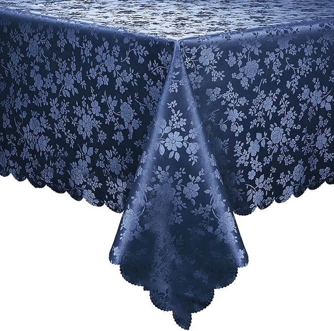 Smiry Rectangle Table Cloth, Waterproof Heavy Duty Vinyl Tablecloth, Wipeable Washable Table Cover for Kitchen and Dining Room (Navy Blue, 54" X 108")