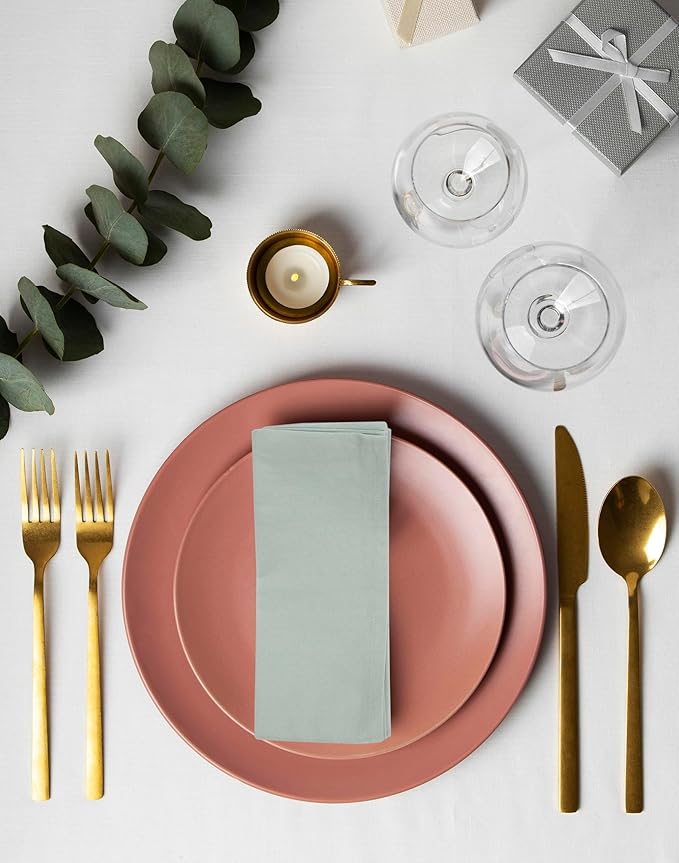 ACCENTHOME Accent Home 100% Cotton Napkins, Delicate Cloth Napkins for Dinners, Parties and Weddings，18 x 18 Inch Set of 12 - Teal
