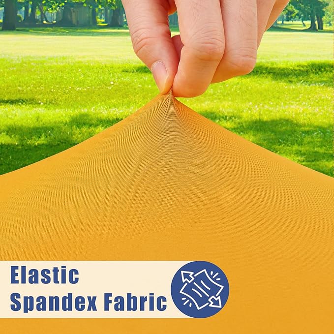 Round Spandex Tablecloth 2 Pack, Elastic Fitted Waterproof Tablecloths for 57"-68" Tables, Stretch Washable Picnic Table Cover for Camping, Dining, Indoor and Outdoor, Mustard Yellow