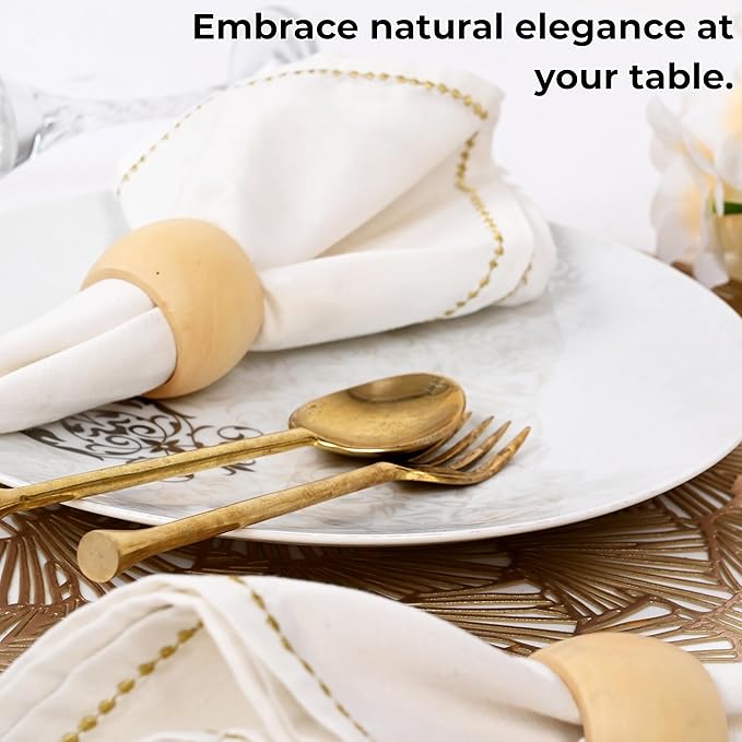 ALPHA Living HOME Rustic Napkin Rings -12 Pcs Round Wooden Napkin Holder Buckles for Easter Fall Thanksgiving Christmas Wedding Holidays Dinners Party Supplies Everyday Use (Natural)