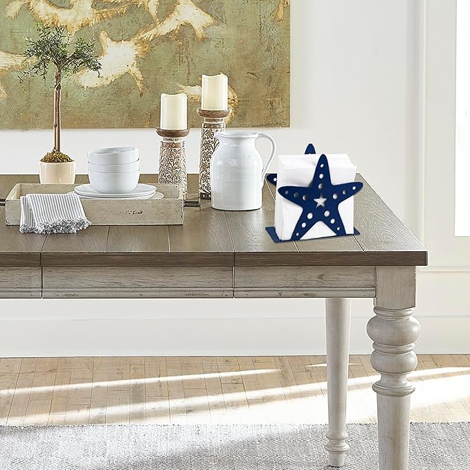 OIGUMR napkin holder farmhouse napkin holder 6x 5.5 inch (Blue Star, 1)