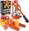 Zulay Kitchen Cast Iron Juicer - Easy-to-Clean Heavy-Duty Manual Juicer, Professional Citrus Juicer - Stainless Steel Lemon Squeezer - Manual Citrus Press & Orange Squeezer - Orange Juicer (Orange)