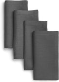 D'Moksha Homes Charcoal Grey Linen Napkins Set of 4 - Classic Hemstitch 100% Pure Linen Hemstitch Dinner Napkins 20 x 20 Inch for Spring, Easter - Handcrafted and Machine Washable