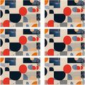 Navy Blue Gray Boho Placemats Set of 6, Linen Washable for Christmas, Thanksgiving, Party, and Daily Dining, Decorative Table Mats for 4-6 Person Table