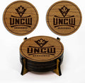 LazerEdge UNC Wilmington Seahawks Wooden Coaster Set - Cherry Wood - Officially Licensed Product - 4-Pack