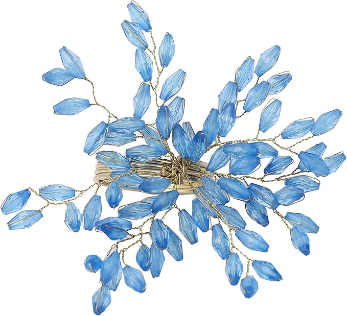 Napkin Rings Set of 12 for Dining Table Decoration Parties Everyday Metal Napkin Holder Leaf Turquoise (Pack of 12)