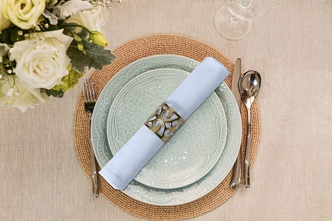 ACCENTHOME Accent Home 100% Cotton Napkins, Delicate Cloth Napkins for Dinners, Parties and Weddings，18 x 18 Inch Set of 12 - White