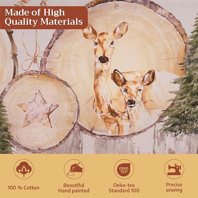Maison d' Hermine Table Cloth Rectangle Table 100% Cotton 60 x 90 Inches Fall Tablecloth Reusable Everyday Use for Thanksgiving Christmas Decorations Dining Farmhouse Party (Mountain Life)