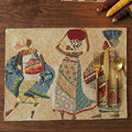 DaDa Bedding Dancing Women Tapestry Dining Table Placemats - Set of 4-Pieces Festive Celebrate Kwanzaa - Tribal African Tribal Culture - Decorative Cotton Linen Woven Kitchen Mats - 13” x 19” (18117)
