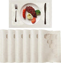 Cloth Placemats Set of 6 for Dining Table, Decorative Placemats with Hollow Design Table Cloth Set, Table Mats for Dining Table 12"x18" Cream