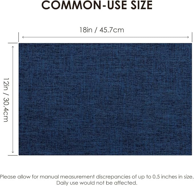Placemats Set of 4, Bilayer Thickened Linen Place Mats Heat Resistant Machine Washable Wrinkle Free Carefully Selected Polyester Mats for Kitchen/Dining/Coffee Table (Navy Blue)