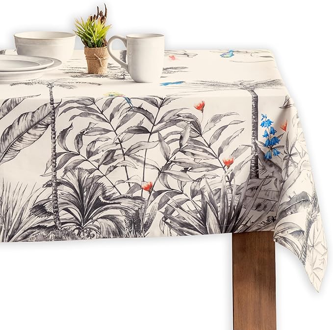 Maison d' Hermine Table Cloth Rectangle Table 100% Cotton 54 x 72 Inches Fall Tablecloth Reusable Everyday Use for Thanksgiving Christmas Decorations Dining Farmhouse Party (Amazonia)