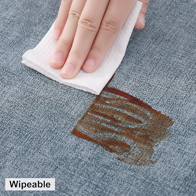 homing Round Faux Leather Placemat and Coaster 8 Packs, Washable Heat Resistant Dining Place Mats, Wipeable Double-Sided Table Mats for Indoor and Outdoor, Diameter 13 and 3.93 inch, Blue