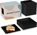 Exquisite Mini Disposable Appetizer Plates - 100 Pack 4.5 In. x 4.5 In. Black Plastic Dessert Plates - Elegant Design for Weddings, Birthdays, and Formal Parties - Stackable and Convenient - BPA Free