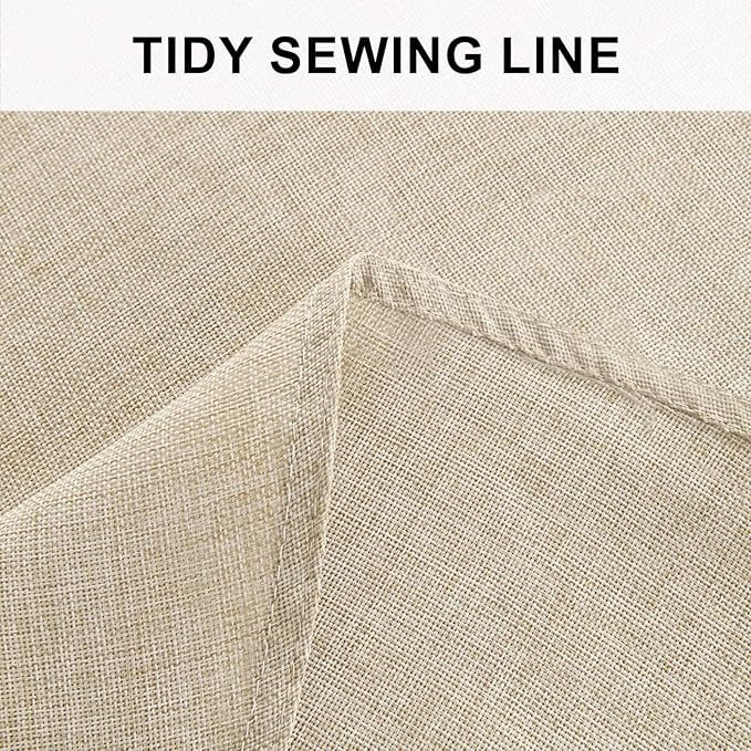 Hiasan Round Linen Tablecloth 108 Inch - Wrinkle and Stain Resistant Washable Polyester Fabric Table Cloth for Dining Room Kitchen Party, Beige