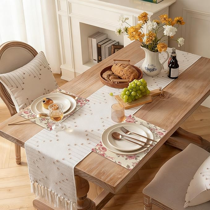 Colorful Floral Spring Plastic 12x18 Inch Placemats Set of 6 - Waterproof, Non-Slip & Washable Watercolor Flowers Table Mats for Kitchen & Dining Table Placemats