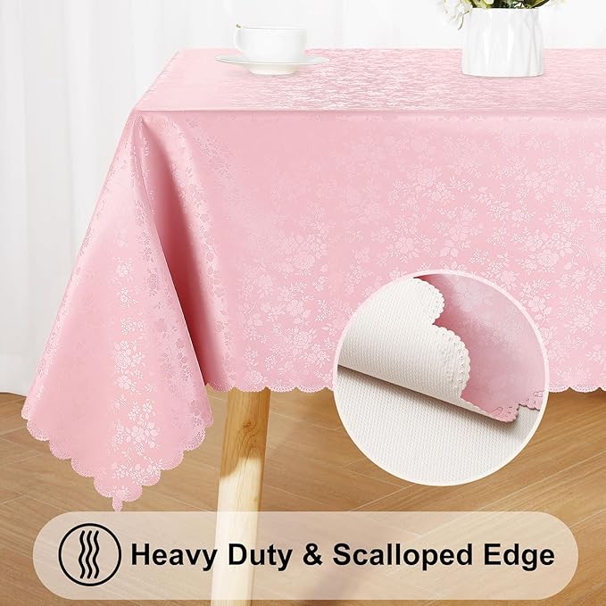 Smiry Square Table Cloth, Waterproof Heavy Duty Vinyl Tablecloths, Wipeable Washable Table Cover for Kitchen, Dining Room & Valentines(Pink, 70" X 70")