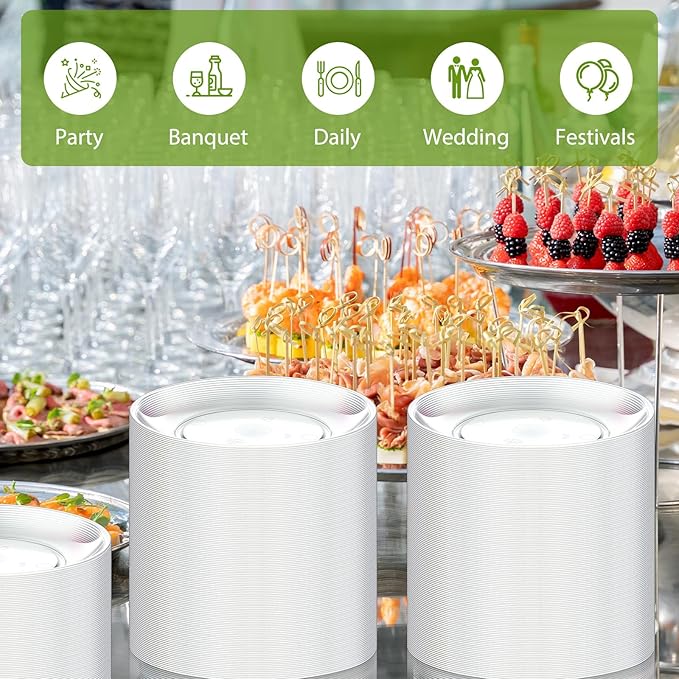 Zopeal 150 Pcs 5 Inch Plastic Dessert Plates Bulk Disposable Small Clear Appetizer Round Wedding Cake Plates Heavy Duty for Dinner Party BBQ Picnic Travel Event Birthday Supply