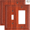 2-Pack Combo Toggle/Decorator Light Switch Cover Plate, Wood Grain Decorative Electrical Outlet Covers, Durable Natural Bamboo Fiber Switch Plates and Outlet Covers, Corrosion Resistant