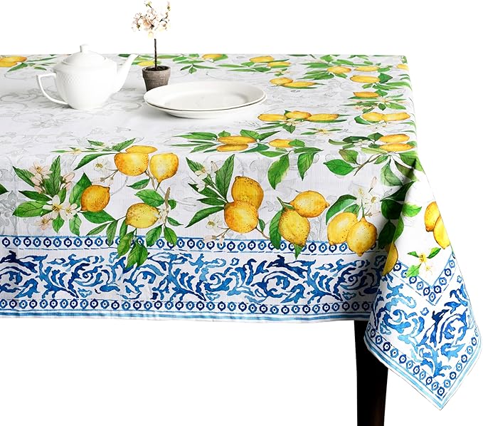 Maison d' Hermine Table Cloth Rectangle Table 100% Cotton 70 x 90 Inches Tablecloth Reusable Decorative for Dining Room Farmhouse Home Valentines Day Decorations Spring Summer - Cedrat