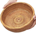 Rattan 9.2" Medium Round Bread Basket for Fruit, Natural Wicker Fruit Basket for Kitchen Counter, Hand Woven Wicker Food Baskets, Bread Baskets for Serving, Gift Basket for Gifts, Vegetable,Snack,Etc.