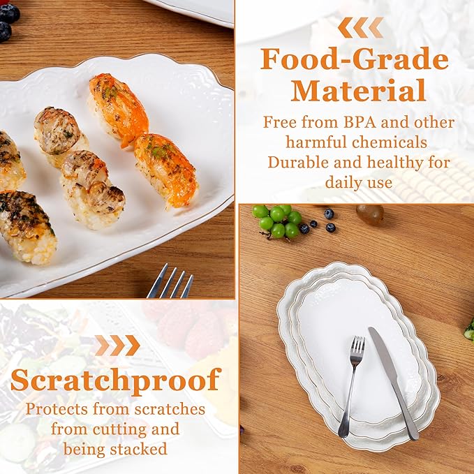 Kassel Ceramic Serving Platter Set | 16”/14”/12” Oval Serving Trays for Entertaining at Parties and Weddings | Oven Safe XL Serving Trays for Tacos, Steak and Cake