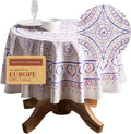 Maison d' Hermine Table Cloth Round Table 100% Cotton 63 Round Inches Tablecloth Reusable Decorative for Dining Room Farmhouse Home Valentines Day Decorations Spring Summer - Mandala
