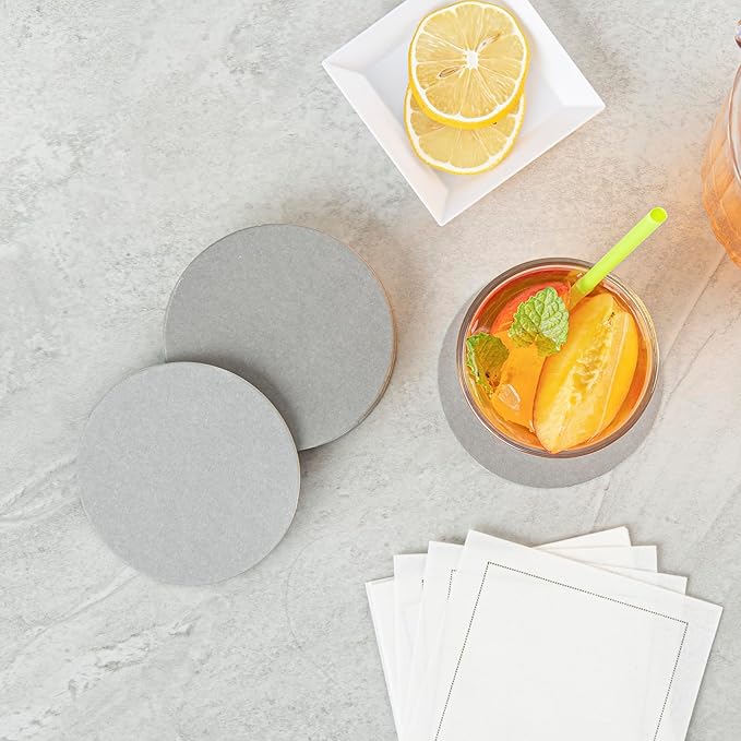 Restaurantware Paper Coasters 100 Pack of 4 Inch Disposable Beverage Coasters Absorbent for Hot and Cold Drinks Gray Coffee Cup Essentials for Table Decor, Kitchen, Home Patio or Living Room